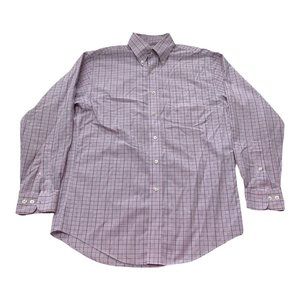 Brooks Brothers Non-Iron All Cotton Pink/Purple/Blue Checked Dress Shirt Small